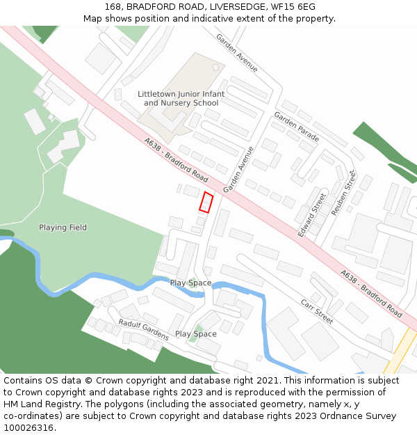 168, BRADFORD ROAD, LIVERSEDGE, WF15 6EG: Location map and indicative extent of plot