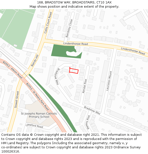 168, BRADSTOW WAY, BROADSTAIRS, CT10 1AX: Location map and indicative extent of plot