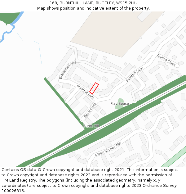 168, BURNTHILL LANE, RUGELEY, WS15 2HU: Location map and indicative extent of plot