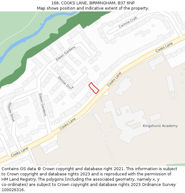 168, COOKS LANE, BIRMINGHAM, B37 6NP: Location map and indicative extent of plot