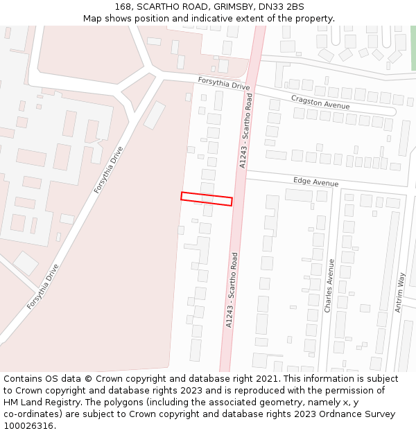 168, SCARTHO ROAD, GRIMSBY, DN33 2BS: Location map and indicative extent of plot
