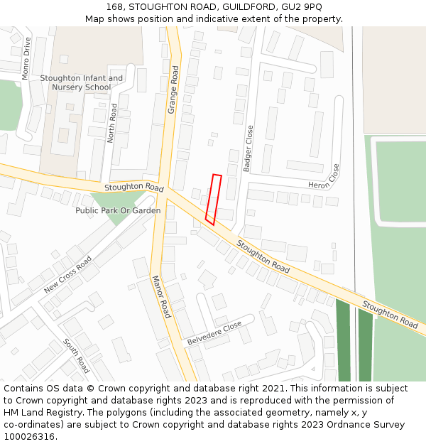 168, STOUGHTON ROAD, GUILDFORD, GU2 9PQ: Location map and indicative extent of plot