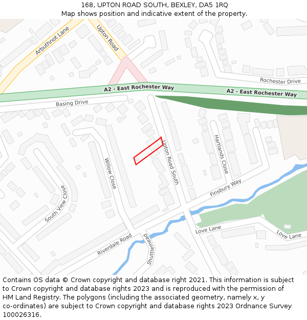 168, UPTON ROAD SOUTH, BEXLEY, DA5 1RQ: Location map and indicative extent of plot