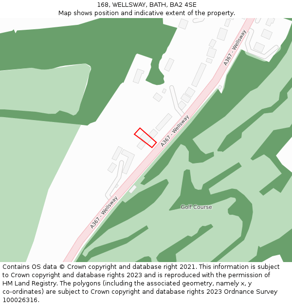 168, WELLSWAY, BATH, BA2 4SE: Location map and indicative extent of plot