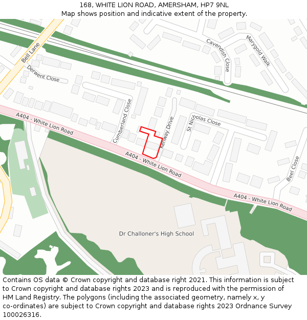 168, WHITE LION ROAD, AMERSHAM, HP7 9NL: Location map and indicative extent of plot