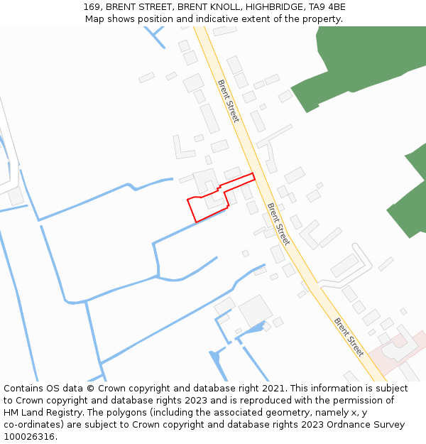 169, BRENT STREET, BRENT KNOLL, HIGHBRIDGE, TA9 4BE: Location map and indicative extent of plot