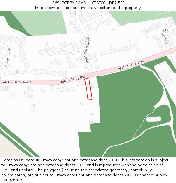169, DERBY ROAD, ILKESTON, DE7 5FF: Location map and indicative extent of plot