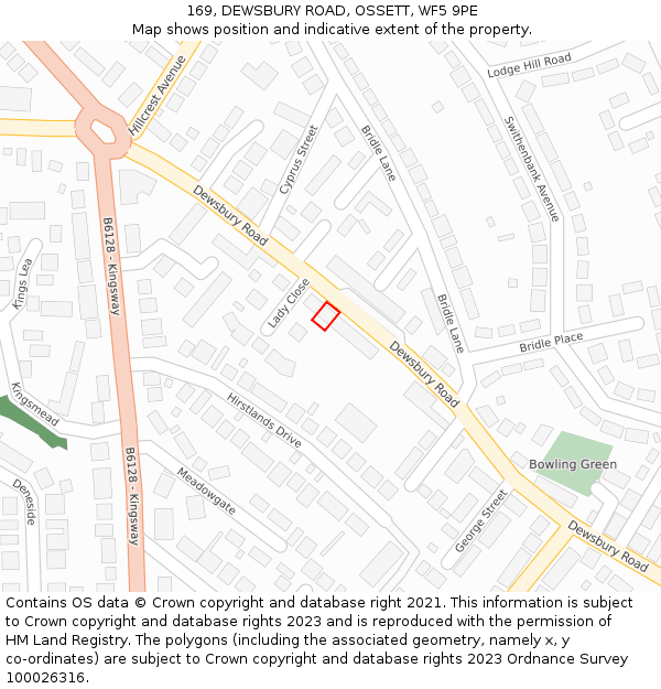 169, DEWSBURY ROAD, OSSETT, WF5 9PE: Location map and indicative extent of plot