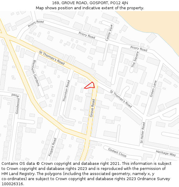 169, GROVE ROAD, GOSPORT, PO12 4JN: Location map and indicative extent of plot