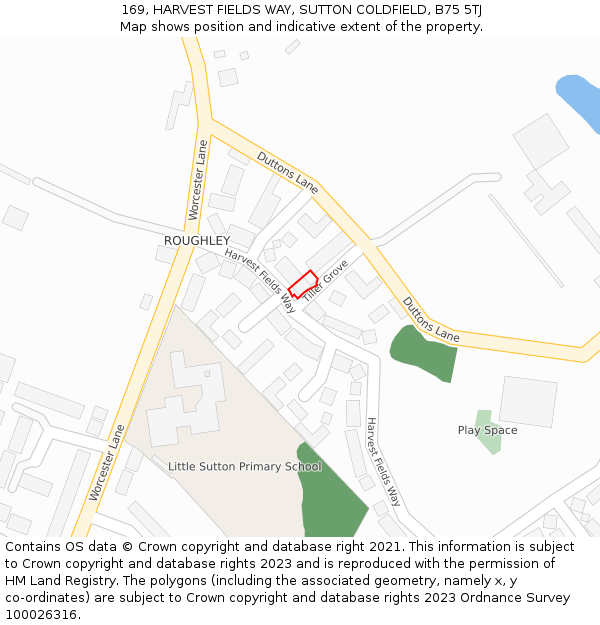 169, HARVEST FIELDS WAY, SUTTON COLDFIELD, B75 5TJ: Location map and indicative extent of plot