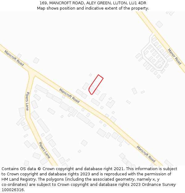 169, MANCROFT ROAD, ALEY GREEN, LUTON, LU1 4DR: Location map and indicative extent of plot