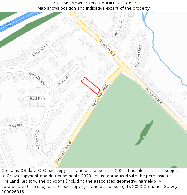 169, PANTMAWR ROAD, CARDIFF, CF14 6US: Location map and indicative extent of plot
