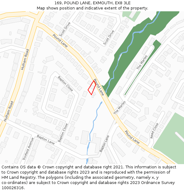 169, POUND LANE, EXMOUTH, EX8 3LE: Location map and indicative extent of plot