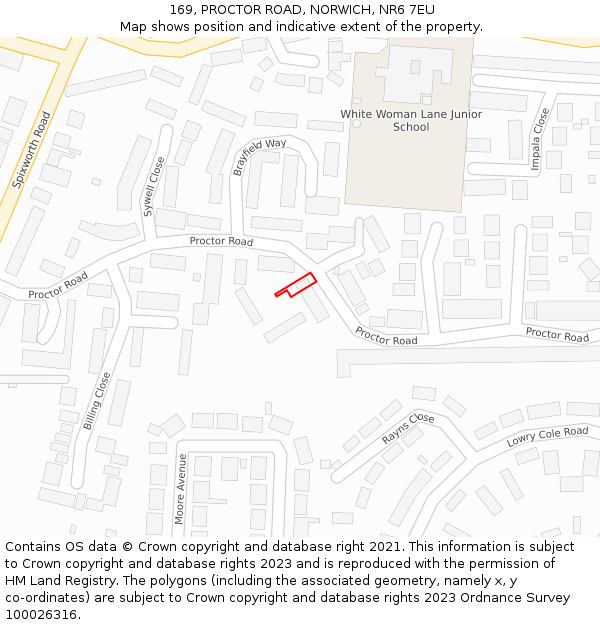 169, PROCTOR ROAD, NORWICH, NR6 7EU: Location map and indicative extent of plot