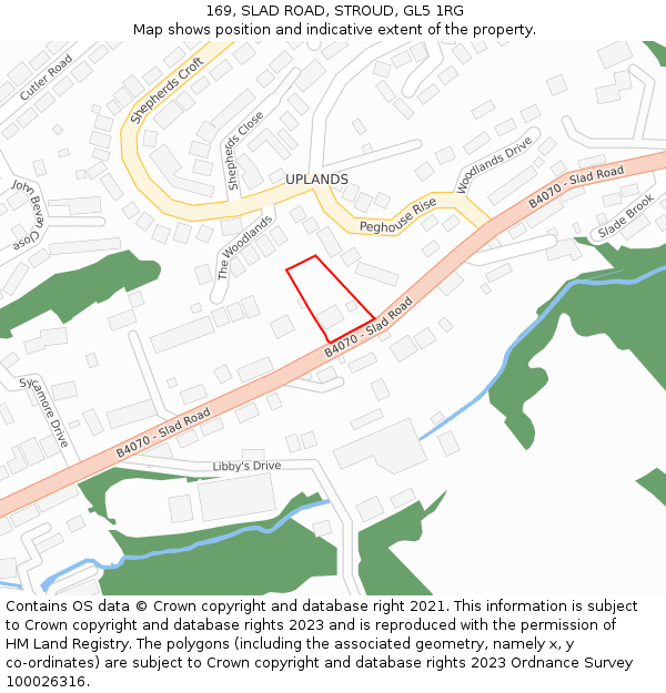 169, SLAD ROAD, STROUD, GL5 1RG: Location map and indicative extent of plot