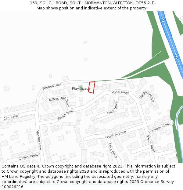 169, SOUGH ROAD, SOUTH NORMANTON, ALFRETON, DE55 2LE: Location map and indicative extent of plot