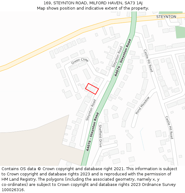 169, STEYNTON ROAD, MILFORD HAVEN, SA73 1AJ: Location map and indicative extent of plot