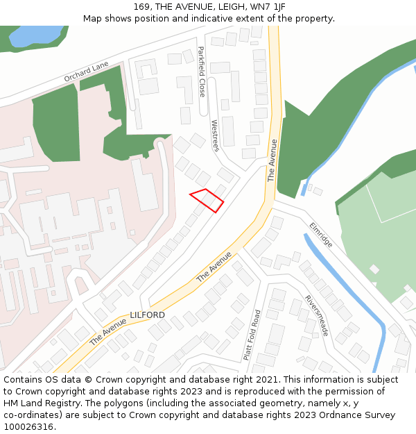 169, THE AVENUE, LEIGH, WN7 1JF: Location map and indicative extent of plot