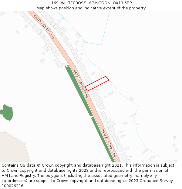 169, WHITECROSS, ABINGDON, OX13 6BP: Location map and indicative extent of plot