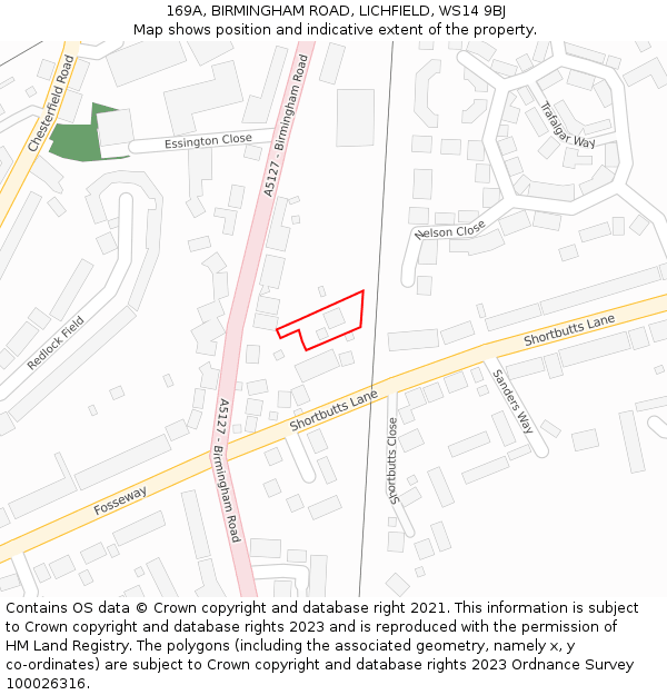 169A, BIRMINGHAM ROAD, LICHFIELD, WS14 9BJ: Location map and indicative extent of plot