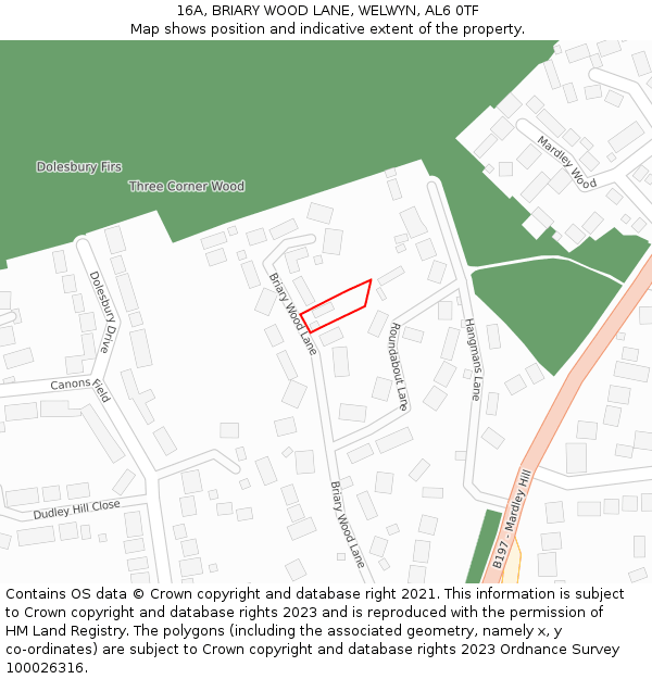 16A, BRIARY WOOD LANE, WELWYN, AL6 0TF: Location map and indicative extent of plot