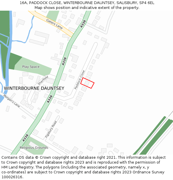 16A, PADDOCK CLOSE, WINTERBOURNE DAUNTSEY, SALISBURY, SP4 6EL: Location map and indicative extent of plot