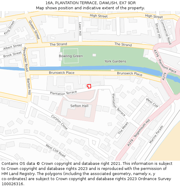 16A, PLANTATION TERRACE, DAWLISH, EX7 9DR: Location map and indicative extent of plot