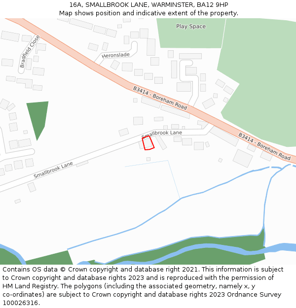 16A, SMALLBROOK LANE, WARMINSTER, BA12 9HP: Location map and indicative extent of plot