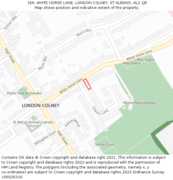 16A, WHITE HORSE LANE, LONDON COLNEY, ST ALBANS, AL2 1JR: Location map and indicative extent of plot