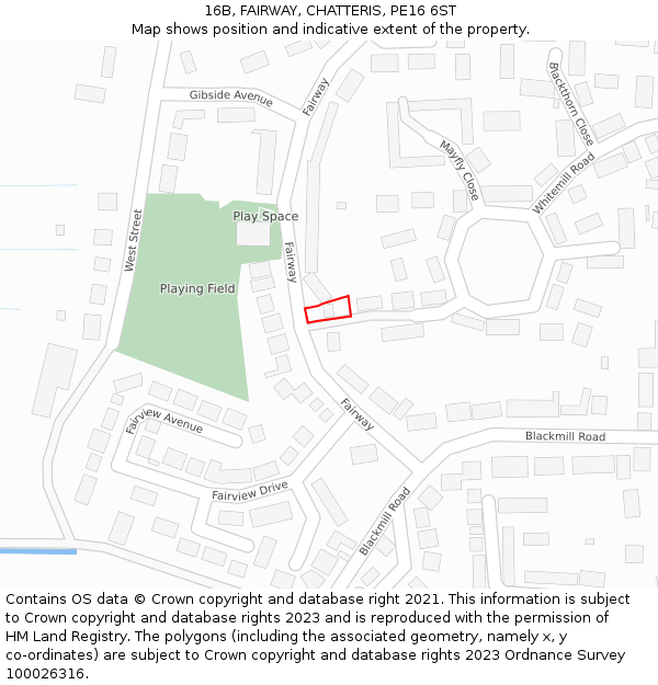 16B, FAIRWAY, CHATTERIS, PE16 6ST: Location map and indicative extent of plot