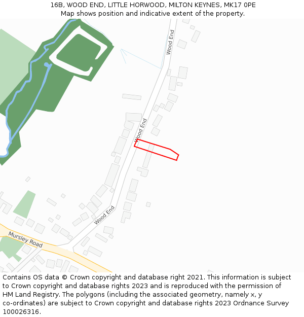 16B, WOOD END, LITTLE HORWOOD, MILTON KEYNES, MK17 0PE: Location map and indicative extent of plot