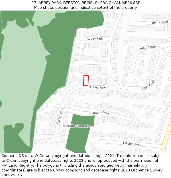 17, ABBEY PARK, BEESTON REGIS, SHERINGHAM, NR26 8SP: Location map and indicative extent of plot