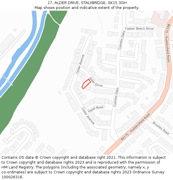 17, ALDER DRIVE, STALYBRIDGE, SK15 3GH: Location map and indicative extent of plot