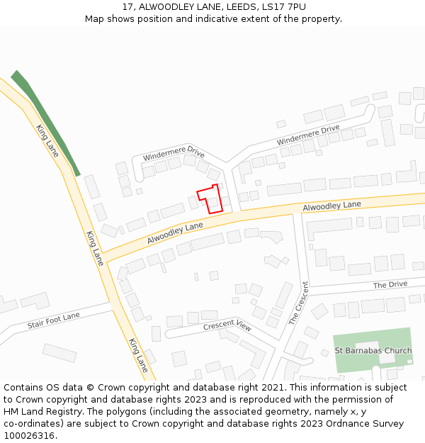 17, ALWOODLEY LANE, LEEDS, LS17 7PU: Location map and indicative extent of plot