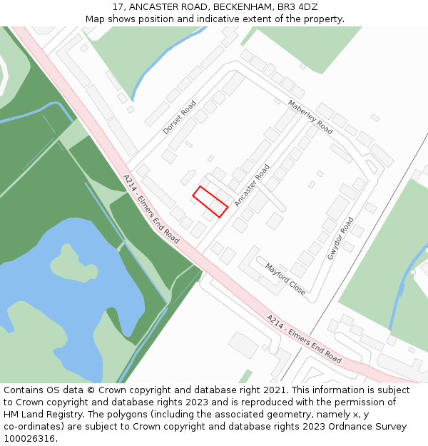 17, ANCASTER ROAD, BECKENHAM, BR3 4DZ: Location map and indicative extent of plot