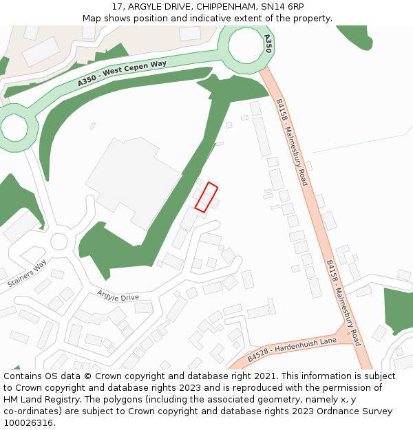 17, ARGYLE DRIVE, CHIPPENHAM, SN14 6RP: Location map and indicative extent of plot