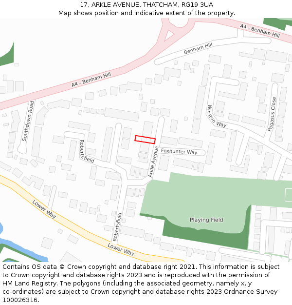 17, ARKLE AVENUE, THATCHAM, RG19 3UA: Location map and indicative extent of plot