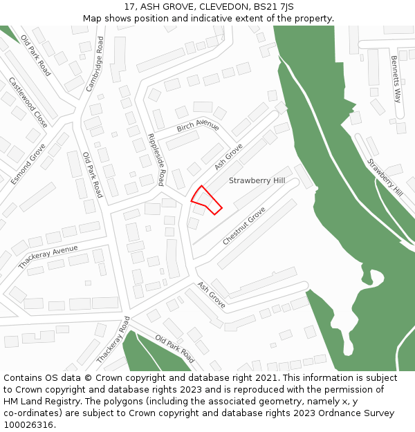 17, ASH GROVE, CLEVEDON, BS21 7JS: Location map and indicative extent of plot