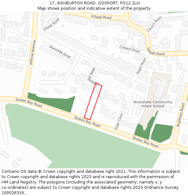 17, ASHBURTON ROAD, GOSPORT, PO12 2LH: Location map and indicative extent of plot