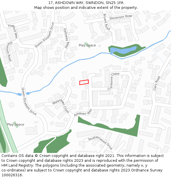 17, ASHDOWN WAY, SWINDON, SN25 1FA: Location map and indicative extent of plot