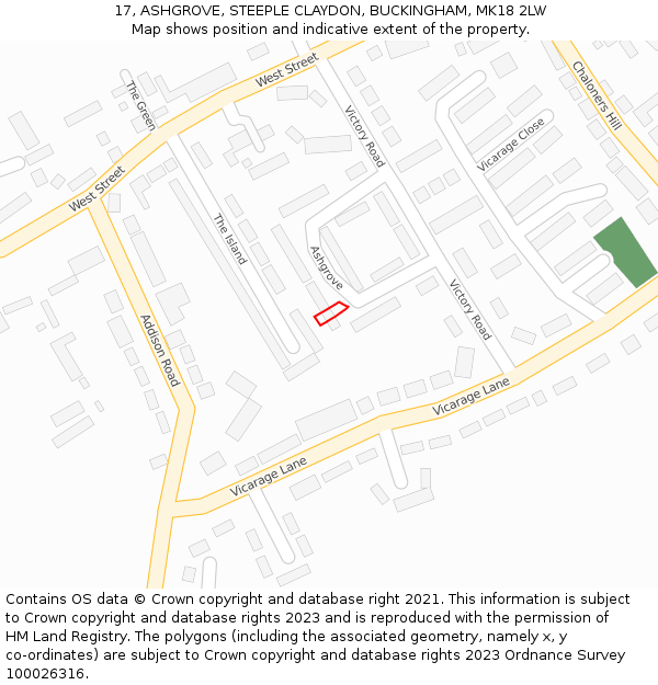 17, ASHGROVE, STEEPLE CLAYDON, BUCKINGHAM, MK18 2LW: Location map and indicative extent of plot