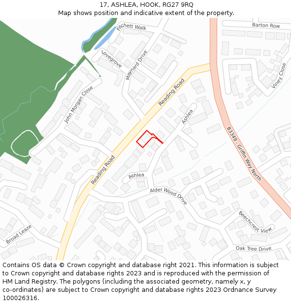 17, ASHLEA, HOOK, RG27 9RQ: Location map and indicative extent of plot