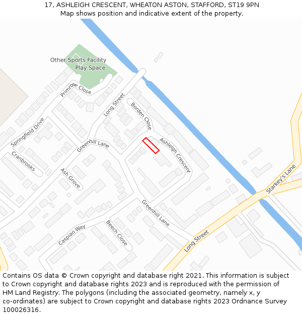 17, ASHLEIGH CRESCENT, WHEATON ASTON, STAFFORD, ST19 9PN: Location map and indicative extent of plot