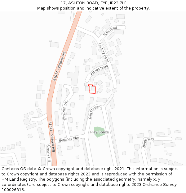 17, ASHTON ROAD, EYE, IP23 7LF: Location map and indicative extent of plot