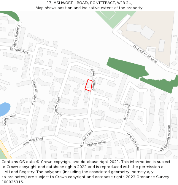 17, ASHWORTH ROAD, PONTEFRACT, WF8 2UJ: Location map and indicative extent of plot