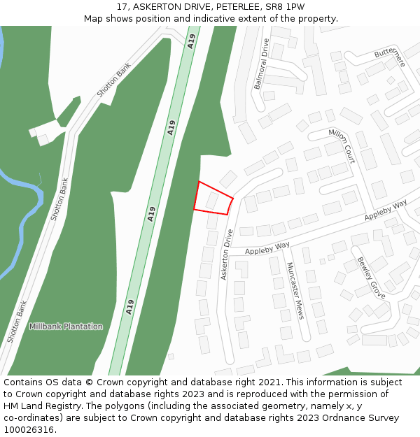 17, ASKERTON DRIVE, PETERLEE, SR8 1PW: Location map and indicative extent of plot