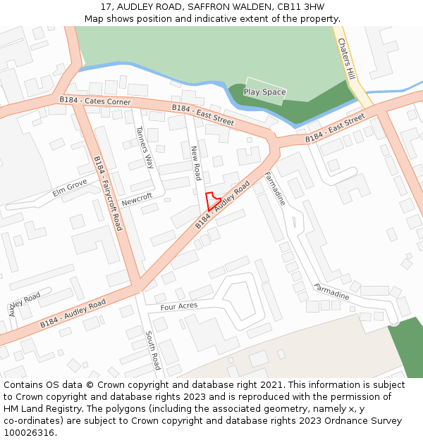 17, AUDLEY ROAD, SAFFRON WALDEN, CB11 3HW: Location map and indicative extent of plot