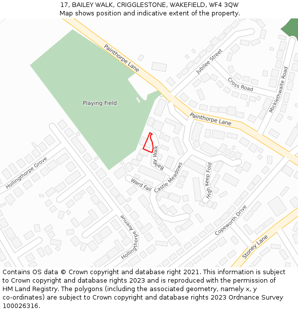 17, BAILEY WALK, CRIGGLESTONE, WAKEFIELD, WF4 3QW: Location map and indicative extent of plot