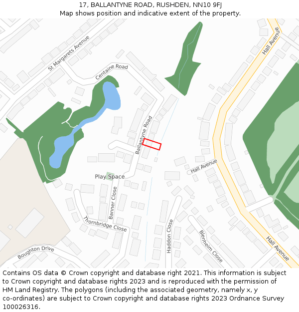 17, BALLANTYNE ROAD, RUSHDEN, NN10 9FJ: Location map and indicative extent of plot