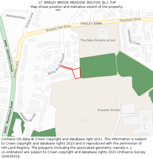 17, BARLEY BROOK MEADOW, BOLTON, BL1 7HP: Location map and indicative extent of plot